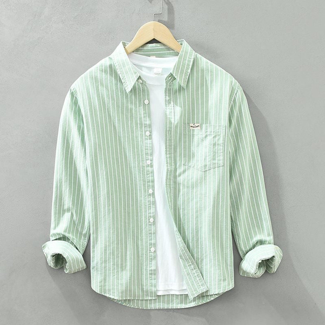 Men's Striped Linen Shirt – Breton Maritime Summer Style – view 2