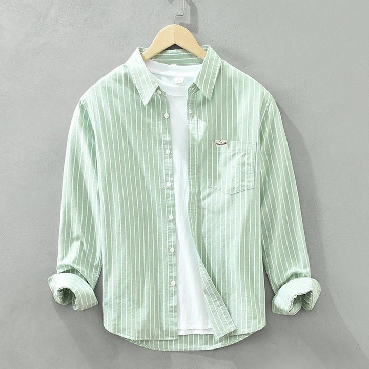 Men's Striped Linen Shirt – Breton Maritime Summer Style – view 2