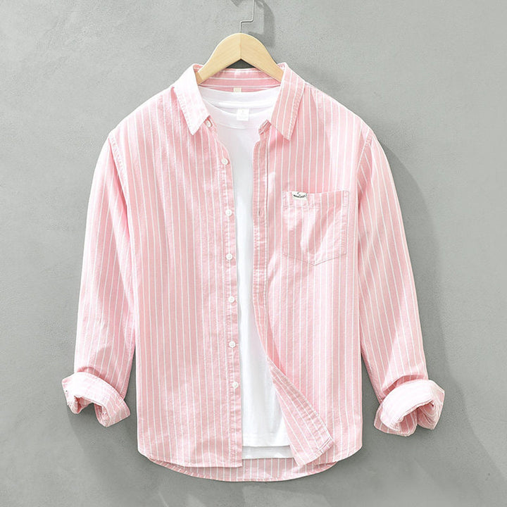 Men's Striped Linen Shirt – Breton Maritime Summer Style – view 4