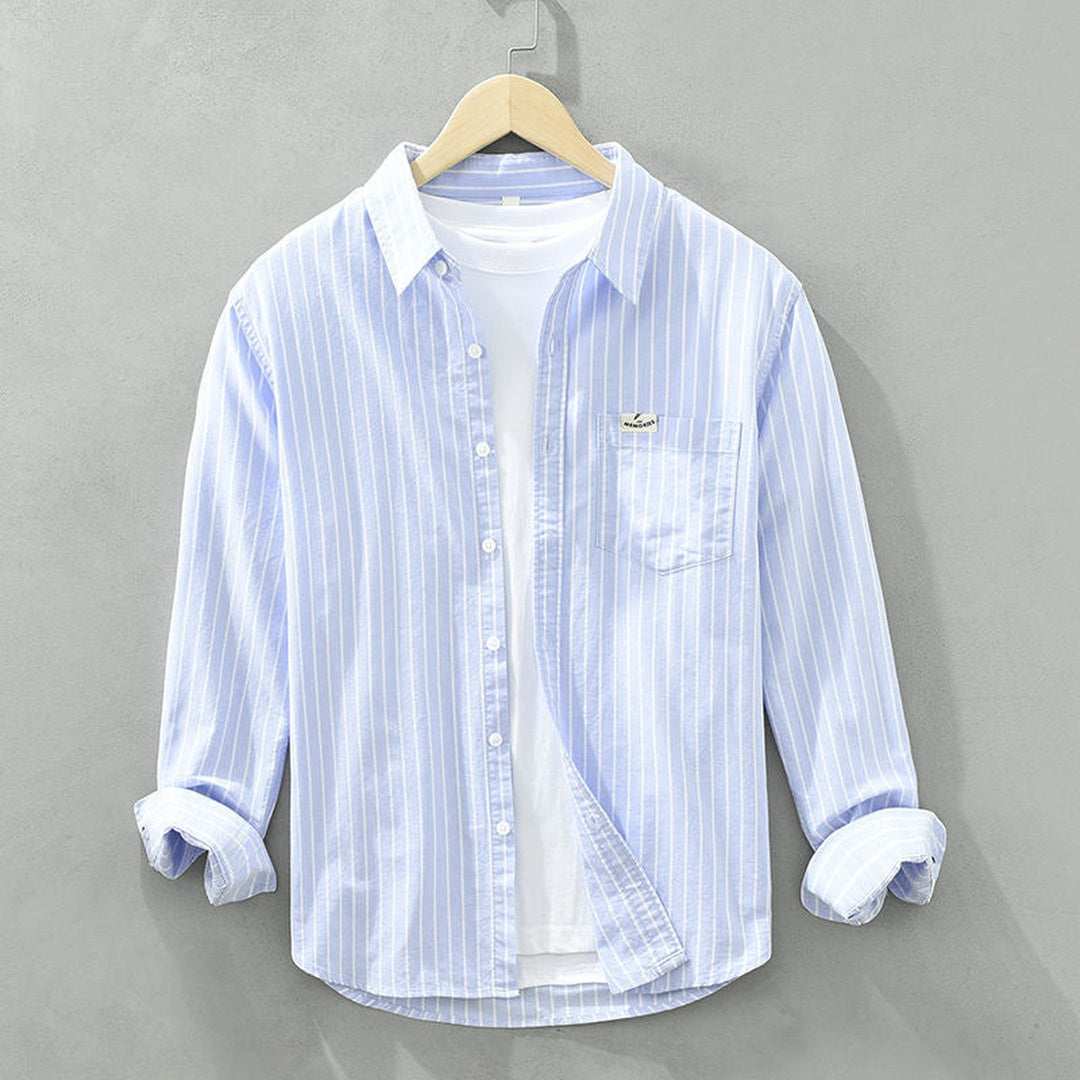 Men's Striped Linen Shirt – Breton Maritime Summer Style – view 5