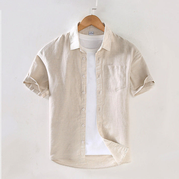Men's Matteo Linen Short Sleeve Shirt – Summer Smart Casual – Sky Blue