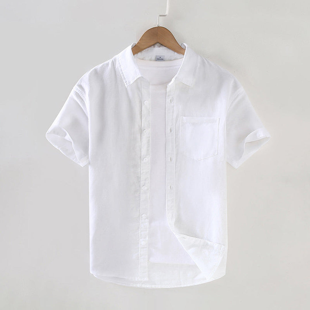 Men's Matteo Linen Short Sleeve Shirt – Summer Smart Casual – Raw Jute