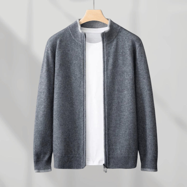 Men's Cashmere Zip Cardigan – Ashford Fine Knit Layer – view 7