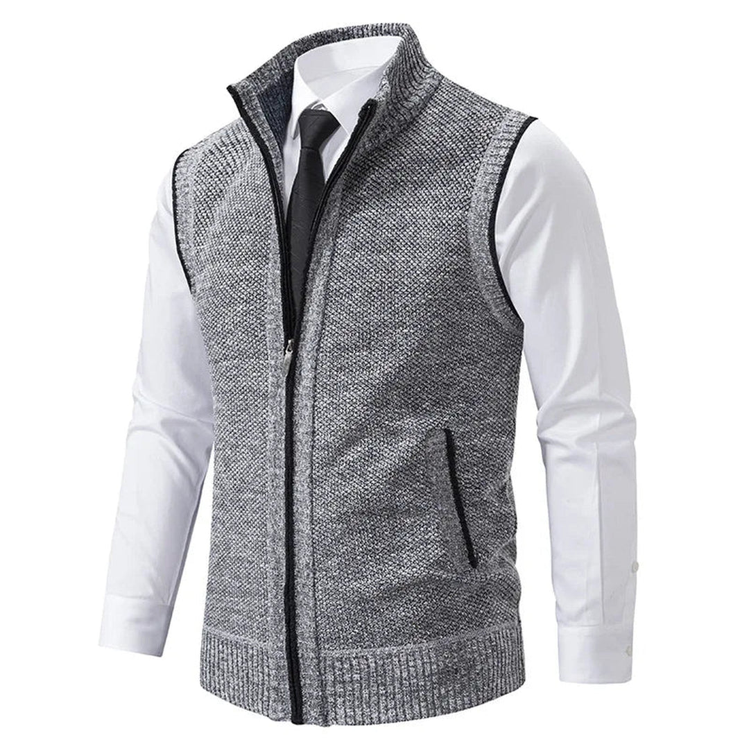 Men's Knitted Zip-Up Gilet – Funnel Neck Vest for Smart Layering – view 8