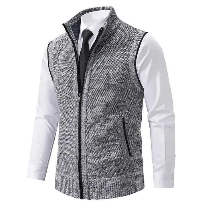 Men's Knitted Zip-Up Gilet – Funnel Neck Vest for Smart Layering – view 8