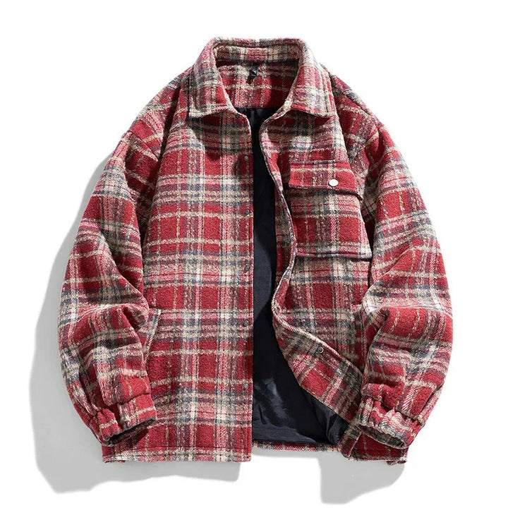 Men's Hikari Flannel Jacket – Fleece-Lined Check Layer – Blue (Fleece Lined)
