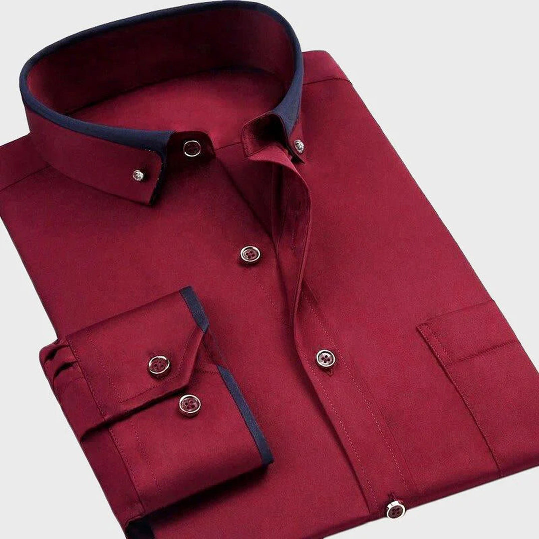 Men's Stretch Long Sleeve Collar Shirt – Smart Casual Comfort Fit – Light Blue