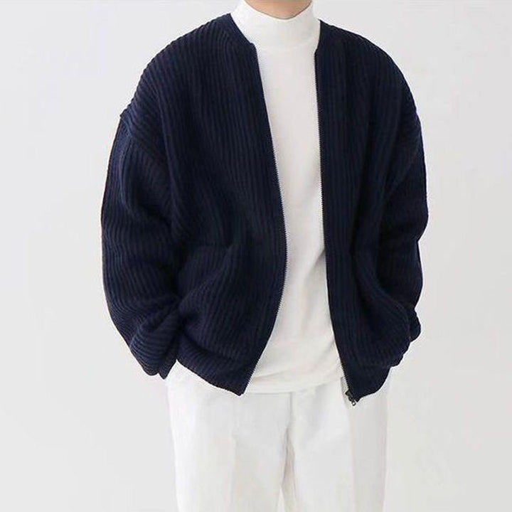 Men's Textured Knit Cardigan – Classic Smart Casual Layering – view 2