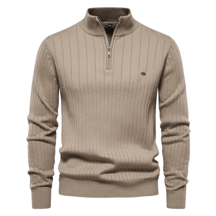 Men's Onyx Zip-Up Jumper – Tailored Knit Smart Casual Layer – Black