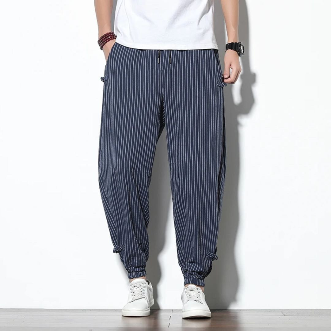 Men's Linen Blend Trousers – Amalfi Relaxed Drawstring Style – view 3