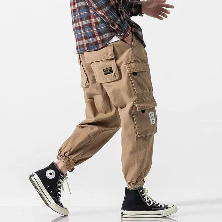 Men's Quick-Dry Cargo Joggers – Tactical Pockets – Elastic Cuffs – Brown