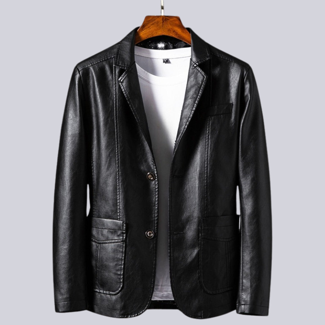 Men's Premium Leather Jacket – Cotton-Lined Everyday Classic – Black