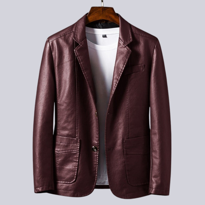 Men's Premium Leather Jacket – Cotton-Lined Everyday Classic – Burgundy