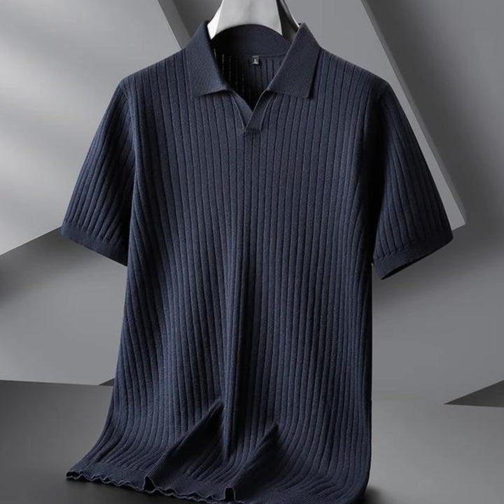 Men's Knitted Polo Shirt – Breathable Ribbed Summer Knit – view 11