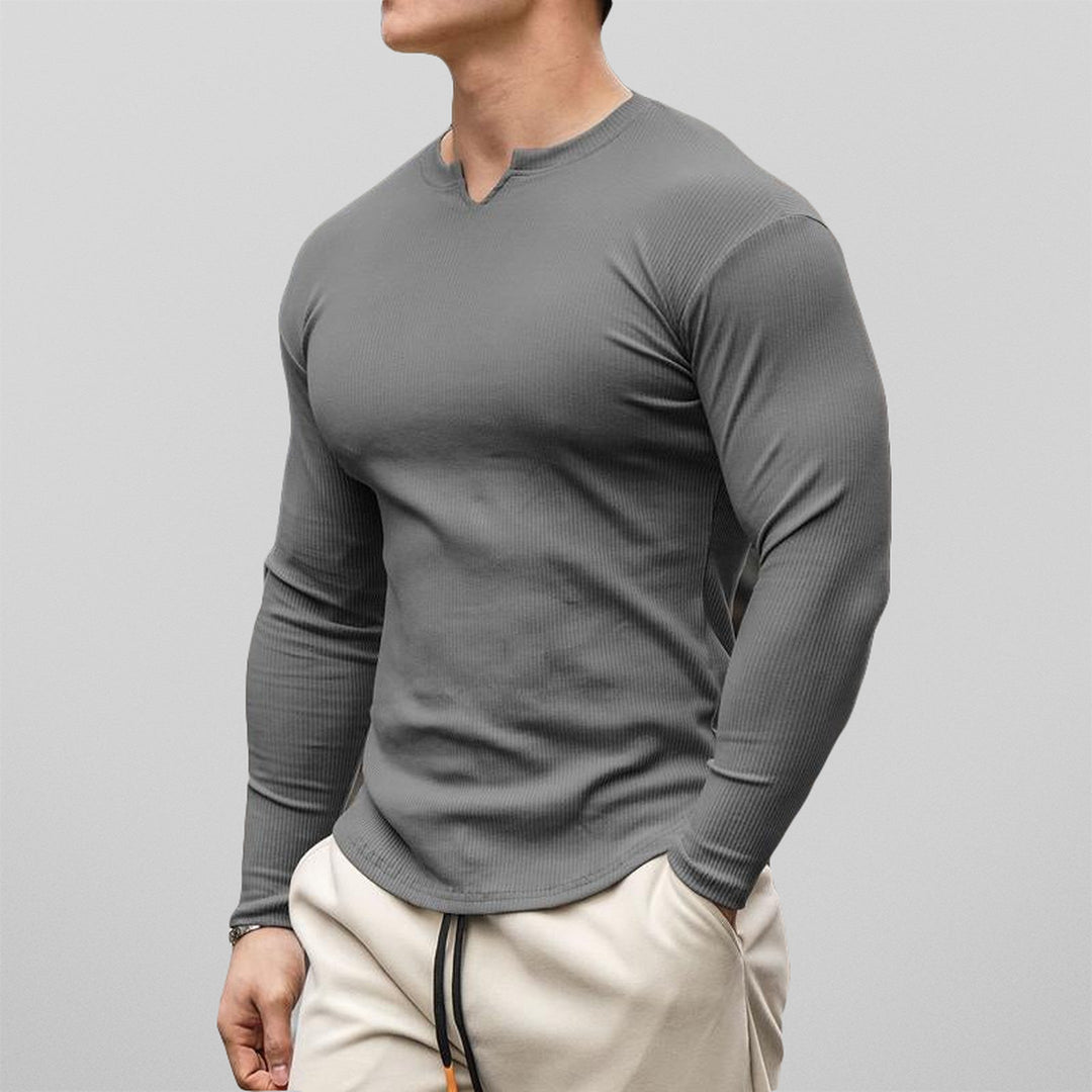 Men's Stretch Cotton Muscle Fit Shirt – Smart Casual Everyday – Grey