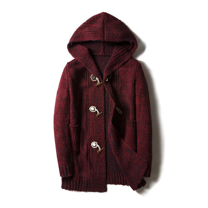 Men's Chunky Knit Hooded Toggle Cardigan – Cosy Winter Layering – view 4