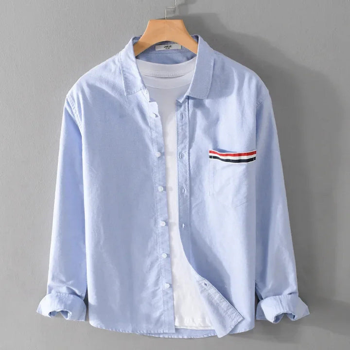 Men's Cotton Casual Shirt with Stripe Detail – Relaxed Weekend Fit – White