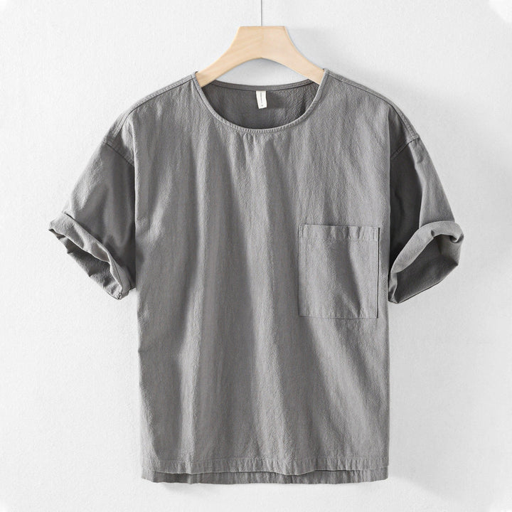 Men's Bordeaux Cotton T-Shirt – Relaxed Fit Everyday Essential – Light Grey