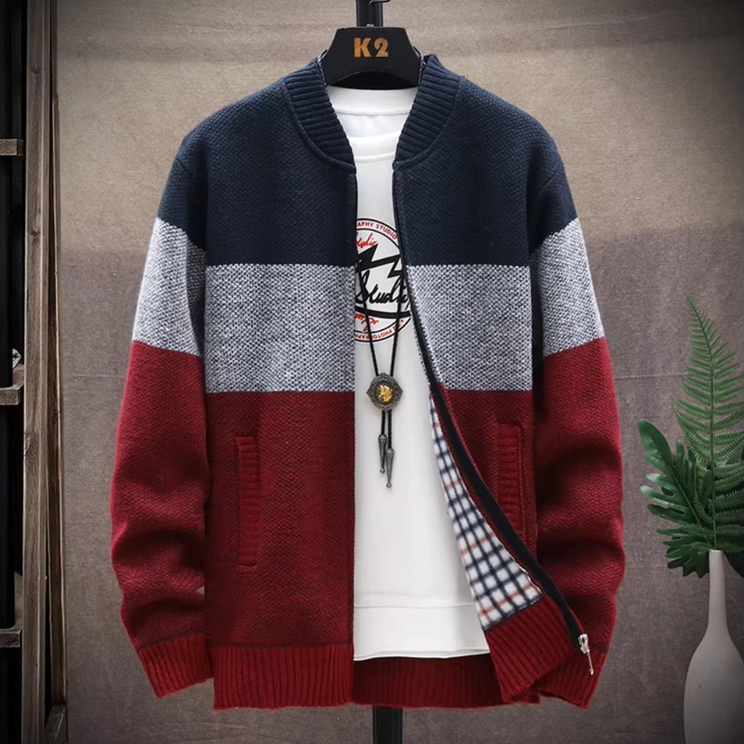 Men's Alden Full-Zip Knit Cardigan – High Collar Layering Piece – view 3