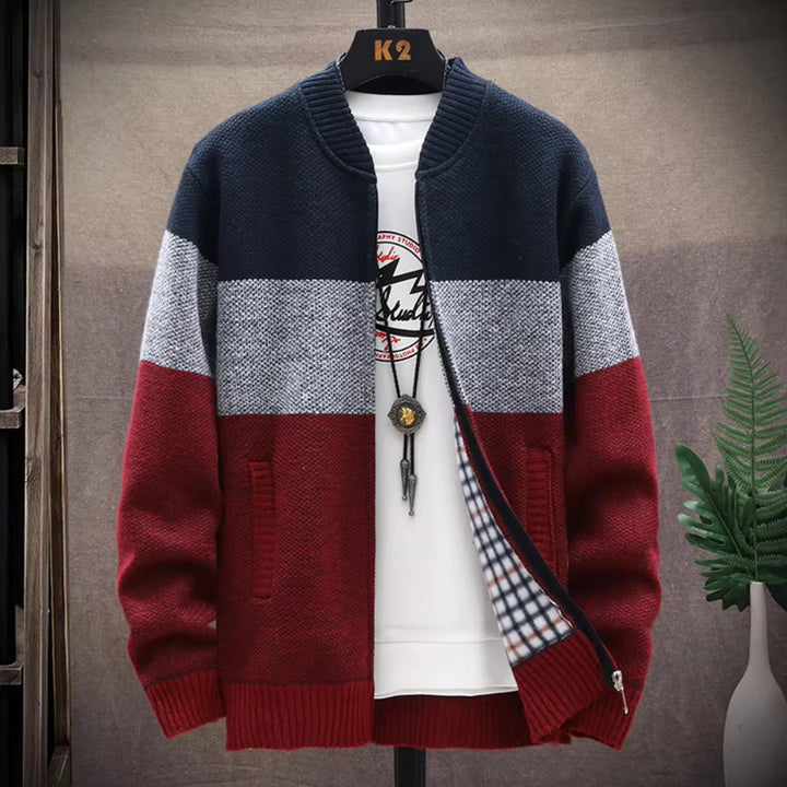 Men's Alden Full-Zip Knit Cardigan – High Collar Layering Piece – view 3