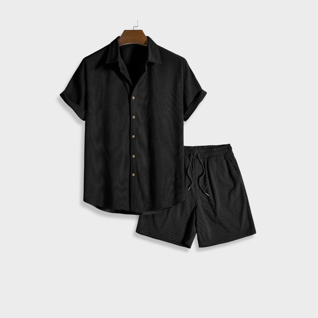 Men's Bordeaux Corduroy Co-Ord Set – Shirt and Shorts Summer – view 2