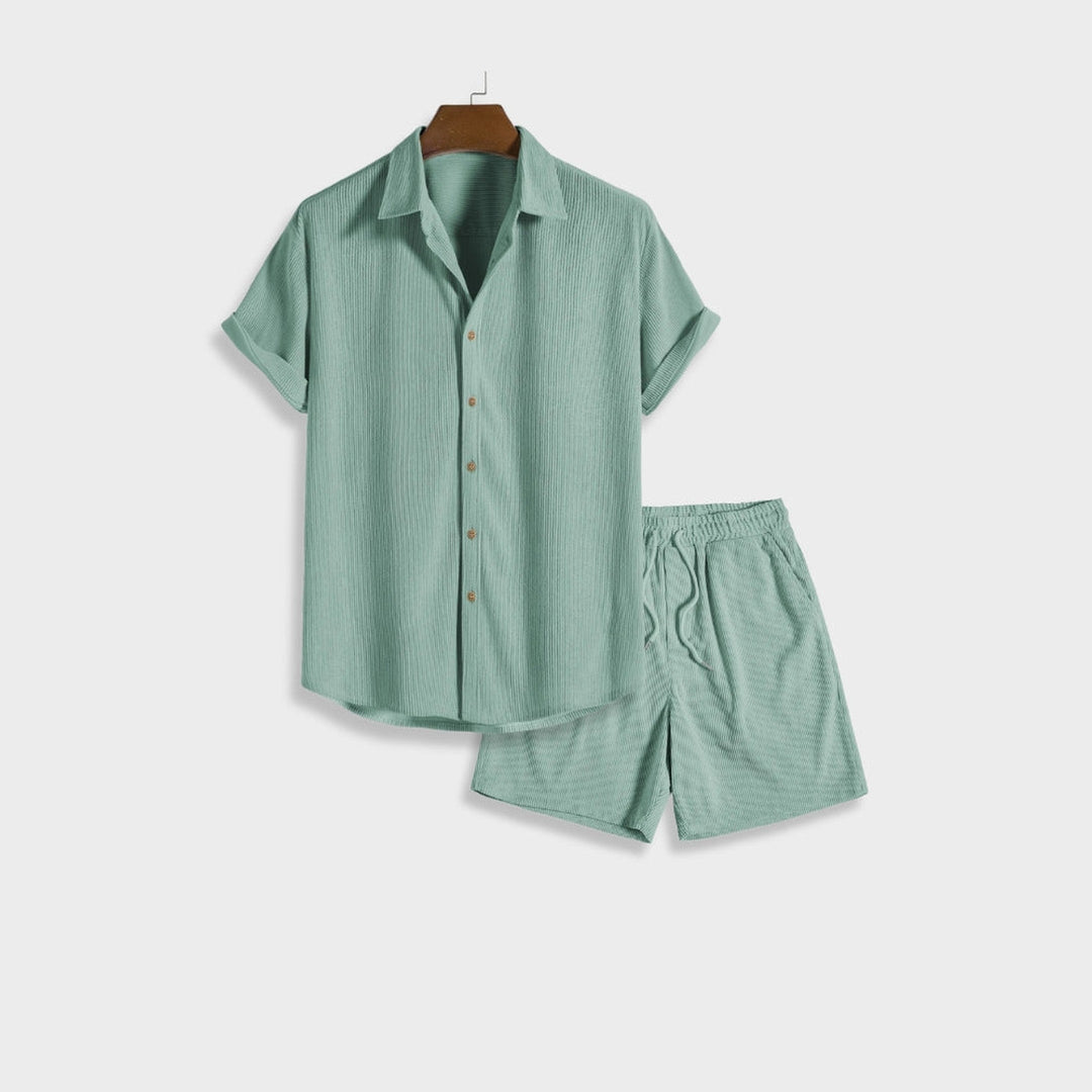 Men's Bordeaux Corduroy Co-Ord Set – Shirt and Shorts Summer – view 3