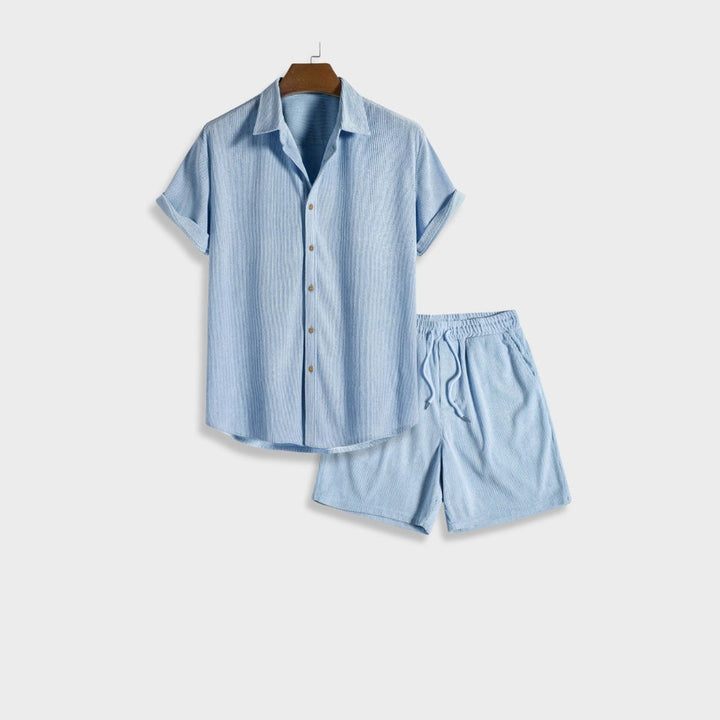 Men's Bordeaux Corduroy Co-Ord Set – Shirt and Shorts Summer – view 4