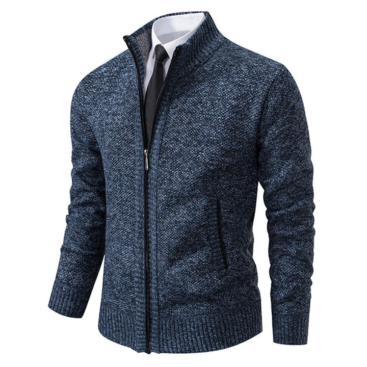 Men's Renzo Cotton-Blend Zip Jumper – Textured Knit Layering – view 5