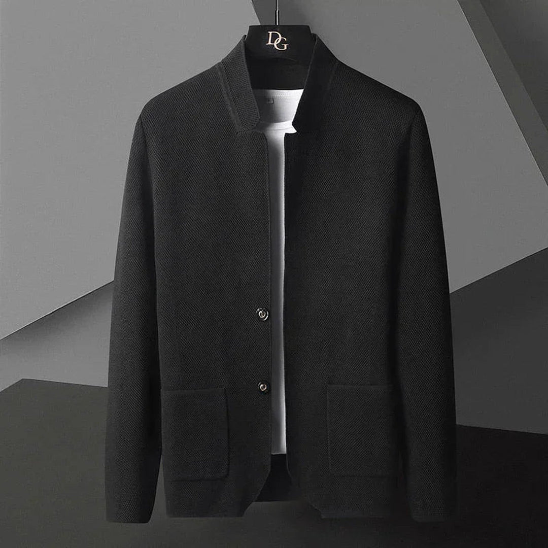 Men's Sterling Knit Cardigan – Stand Collar Two-Button Layer – view 3