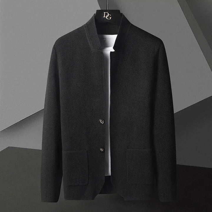 Men's Sterling Knit Cardigan – Stand Collar Two-Button Layer – view 3
