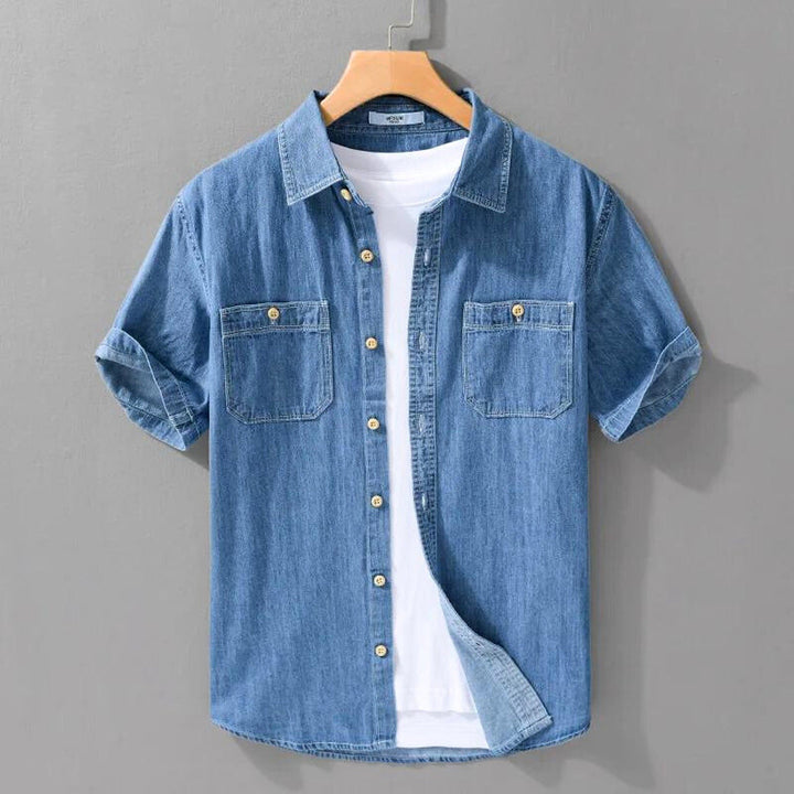 Men's Bordeaux Denim Shirt – Slim Fit Smart-Casual Essential – view 2