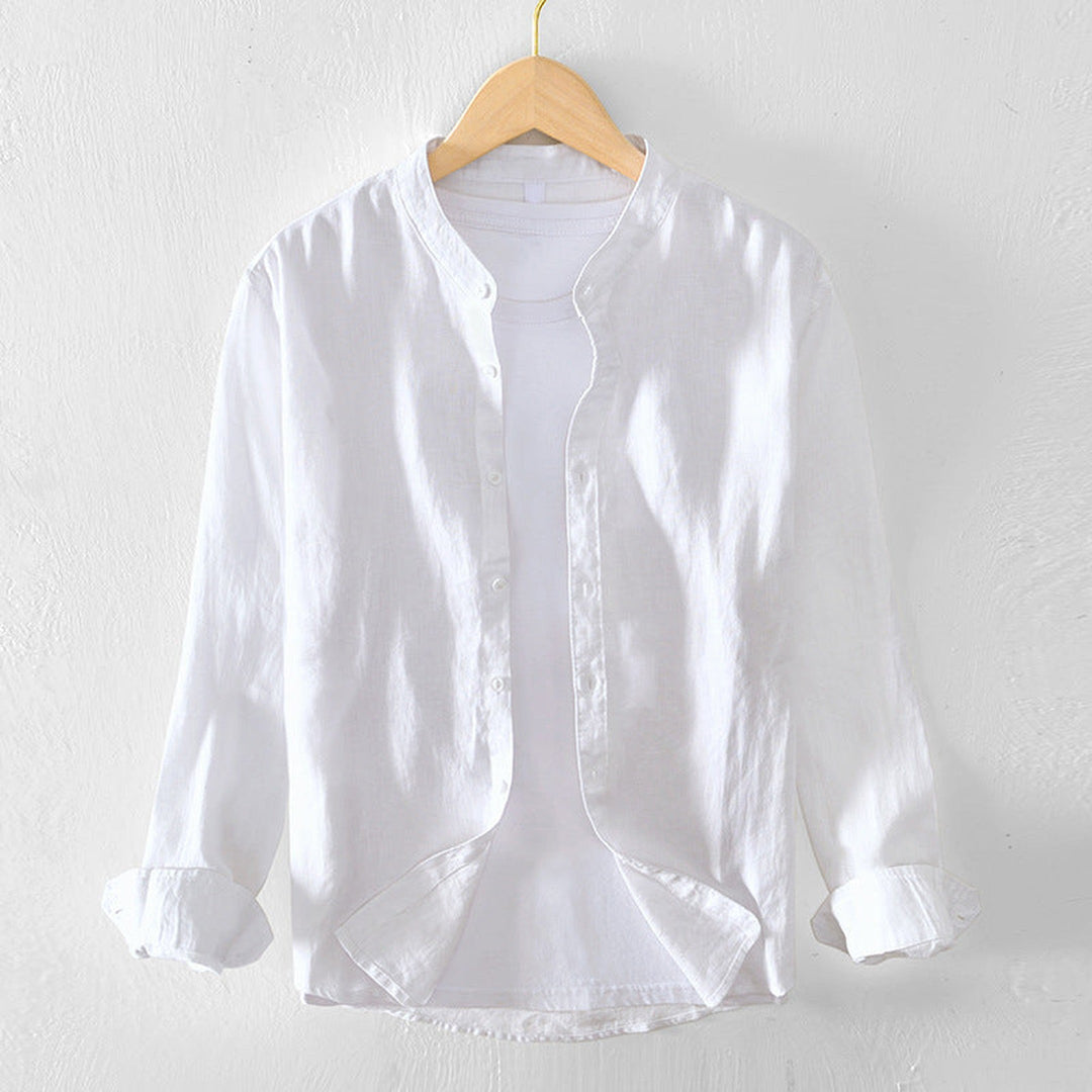 Men's Linen Blend Grandad Collar Shirt – Breathable Summer Wear – view 2
