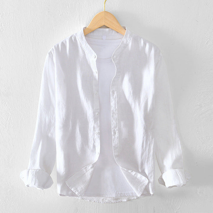 Men's Linen Blend Grandad Collar Shirt – Breathable Summer Wear – view 2