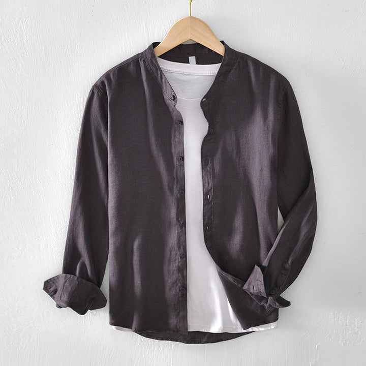 Men's Linen Blend Grandad Collar Shirt – Breathable Summer Wear – view 4