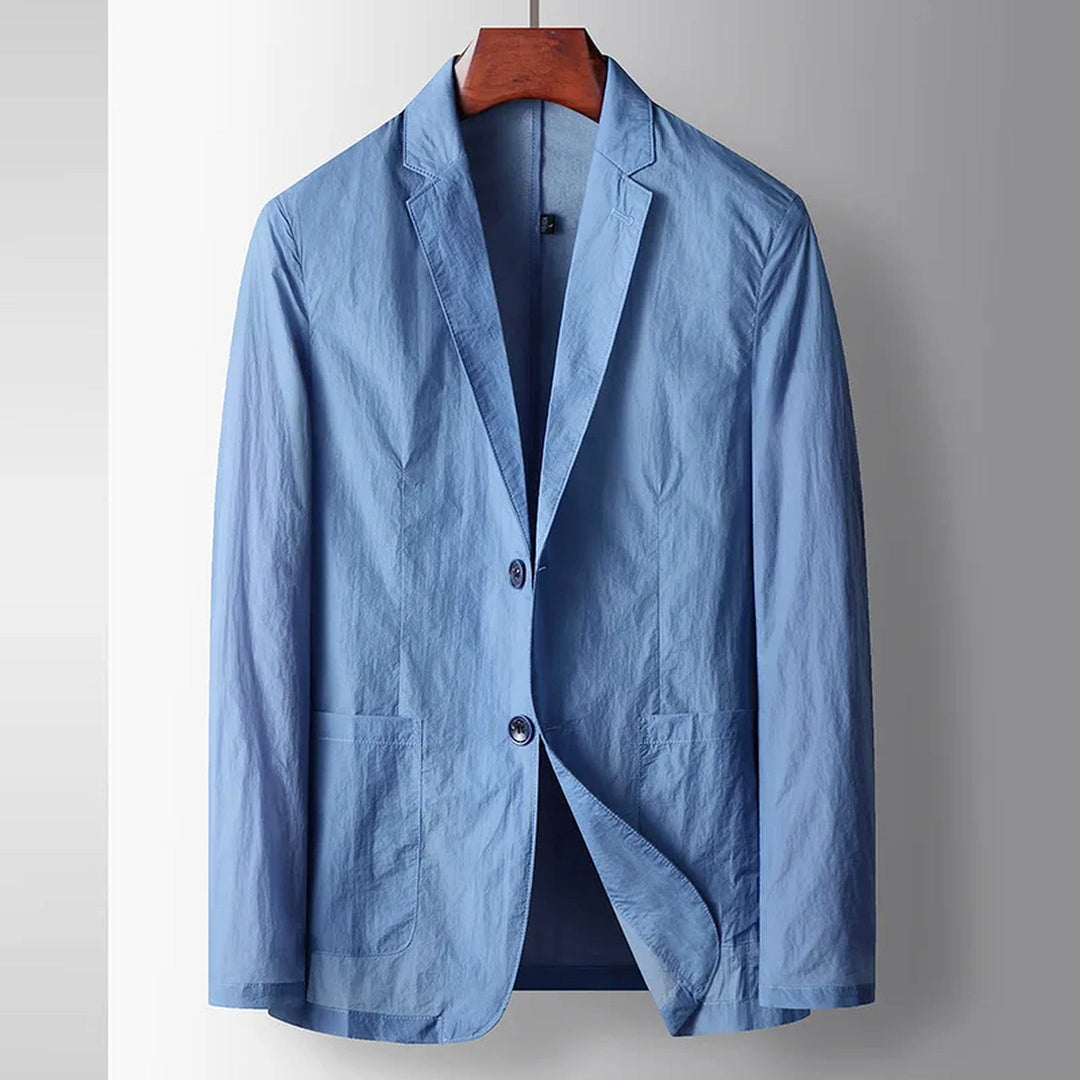 Men's Slim Tailored Blazer – Smart Office to Evening Jacket – Light Blue