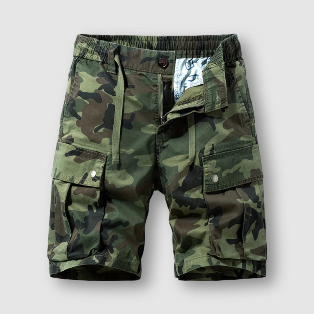 Men's Cotton Camo Cargo Shorts – Drawstring Outdoor Shorts – view 3