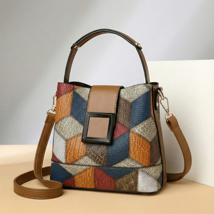 Women's Leather Crossbody Bag – Structured Top Handle Style – view 5