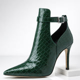Women's Croc-Embossed Stiletto Ankle Boots – Pointed Toe