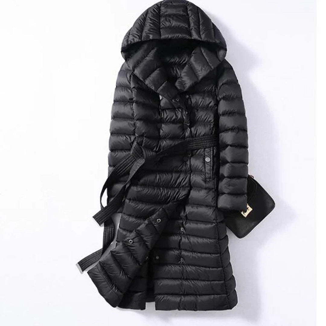 Women's Down Quilted Trench Coat – Belted Mid-Calf Warmth – view 4
