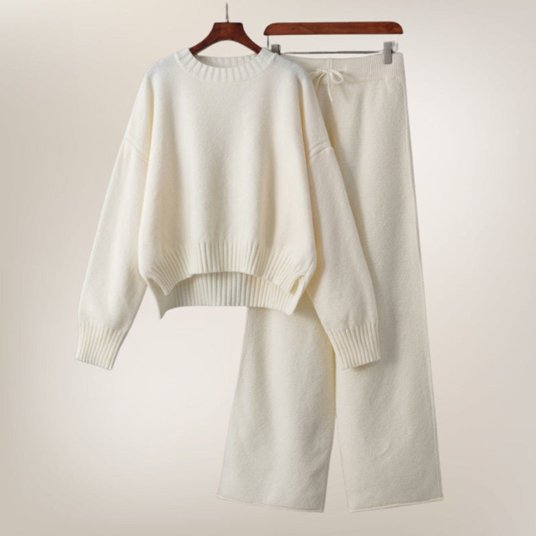 Women's Knitted Two-Piece Set – Jumper and Wide-Leg Trousers – view 4