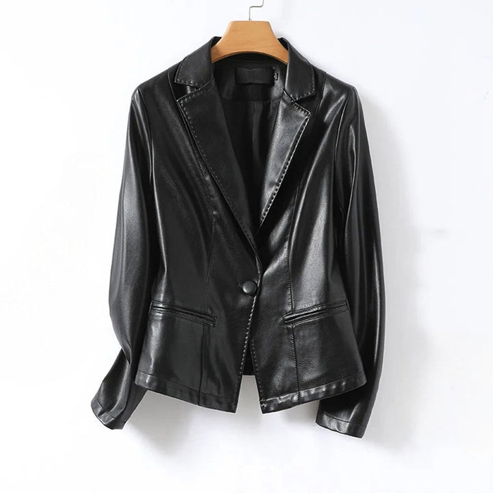 Women's Lambskin Leather Blazer – Tailored Single-Button Cut – view 4