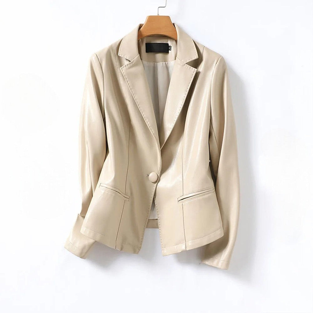 Women's Lambskin Leather Blazer – Tailored Single-Button Cut – view 5