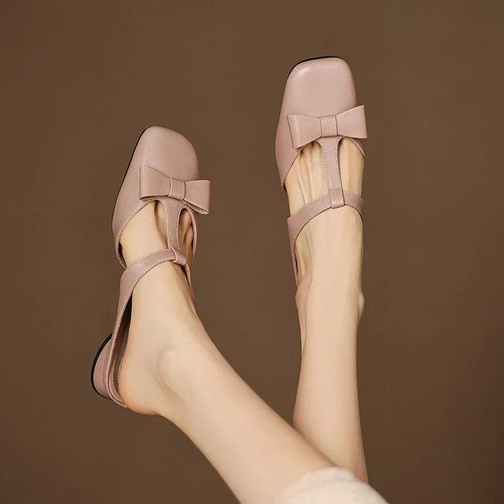 Women's Leather T-Strap Mules – Square Toe Block Heel – view 5