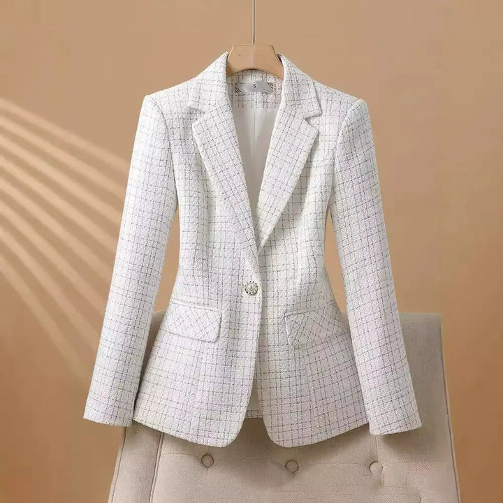 Women's Bouclé Blazer – Tailored Single-Button Office Layer – view 2