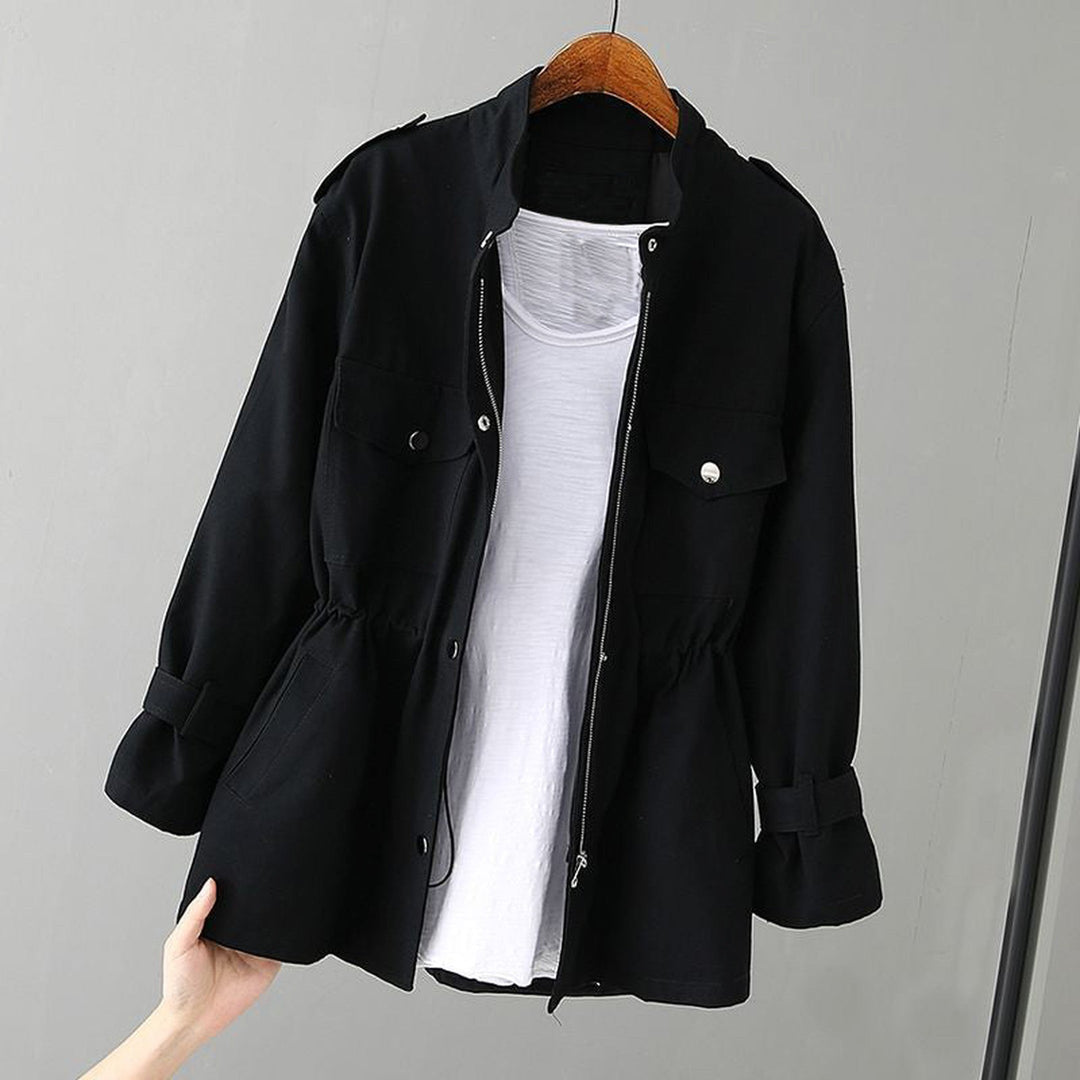 Women's Water-Resistant Utility Jacket – Cinched Waist Design