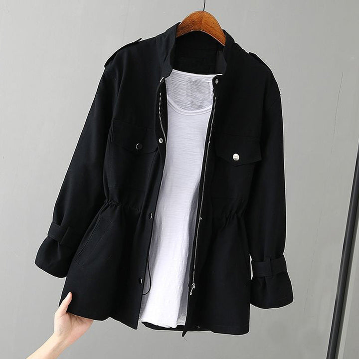 Women's Water-Resistant Utility Jacket – Cinched Waist Design