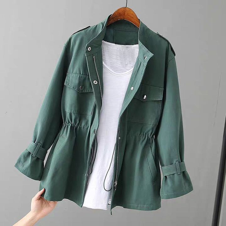 Women's Water-Resistant Utility Jacket – Cinched Waist Design