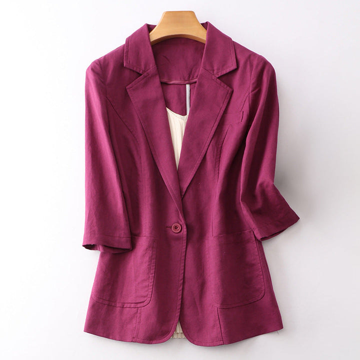 Women's Linen Blazer – Valentina Tailored 3/4 Sleeve Jacket