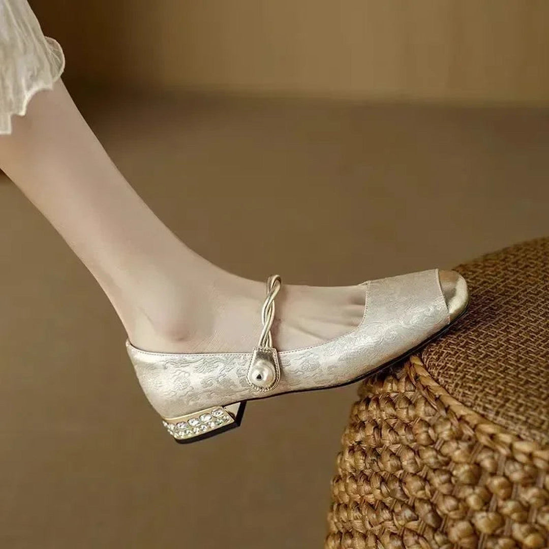 Women's Pearl Strap Pumps – Verona Embellished Low Heel Shoes