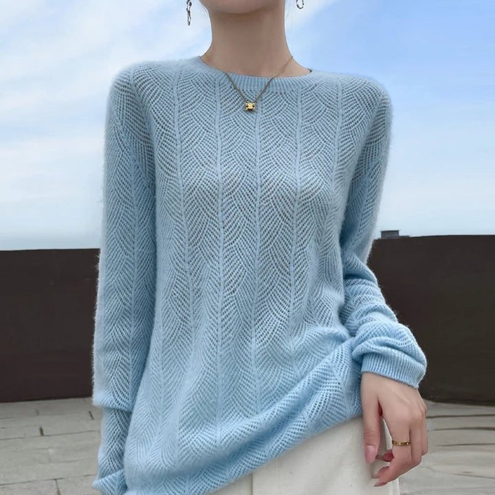 Women's Merino Wool Chevron Knit Jumper – Relaxed Fit Knitwear